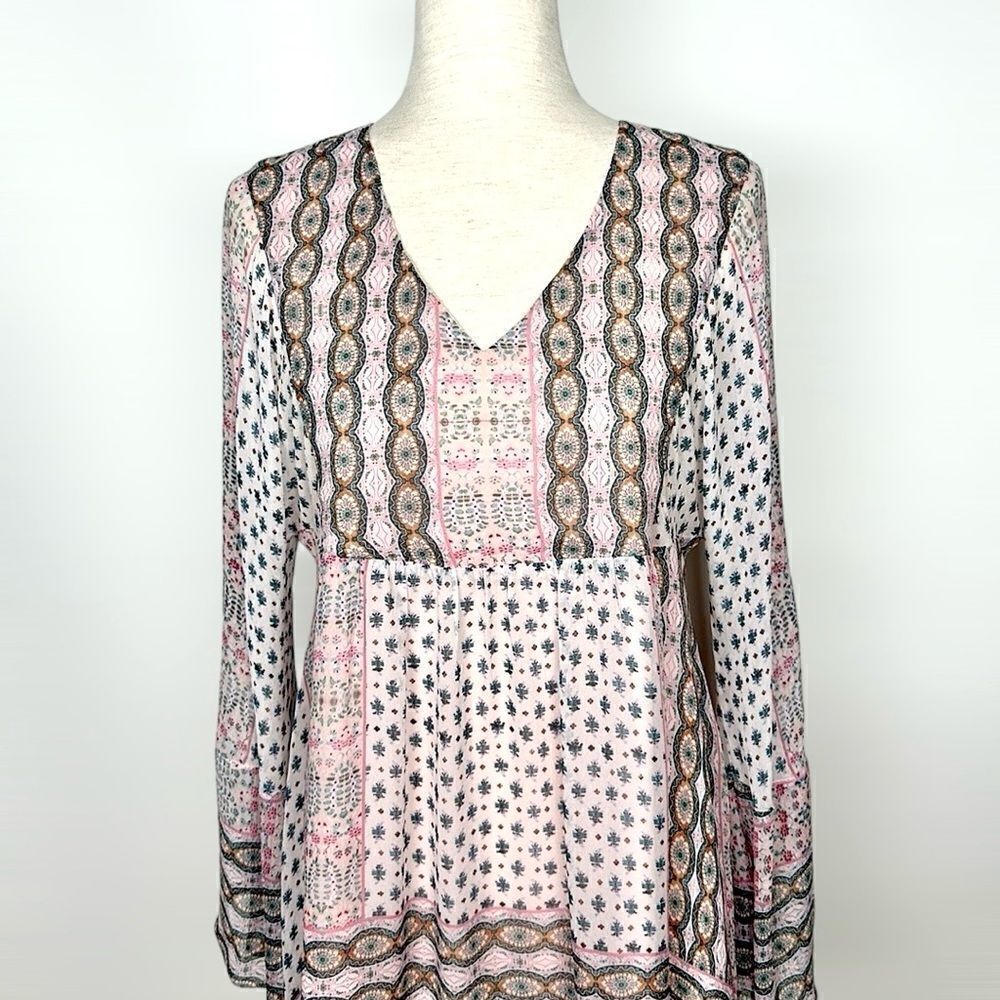 Rebecca Minkoff Redland Mini Dress Pink Chiffon Long Sleeves V-neck size S - Picture 5 of 15